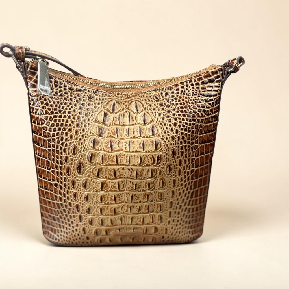 Brahmin NWOT Katie Crossbody Bag Wallet Set Pecan Brown Leather Croc Embossed - Picture 2 of 15